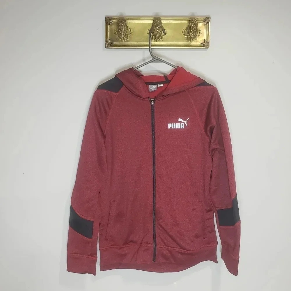 Puma Red/Black  Mens Track Suit Jacket with Hood,size S (8).